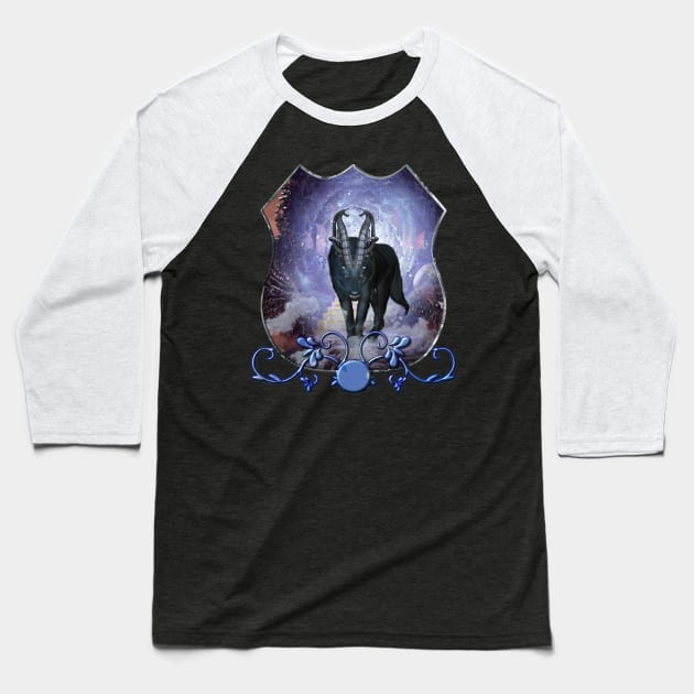 Awesome wolf in the dark night Baseball T-Shirt by Nicky2342